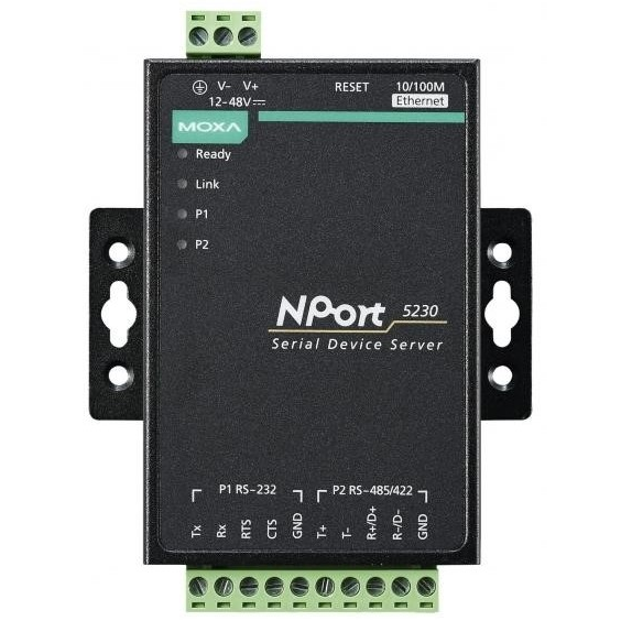 NPort 5230 2-портовый асинхронный сервер RS-232 + RS-422/485 в Ethernet MOXA