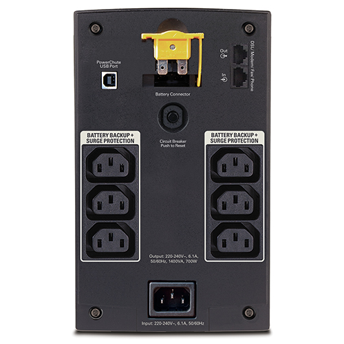 Источник бесперебойного питания Back-UPS, 700Вт/1.4 кВА, 230В, BX1400UI