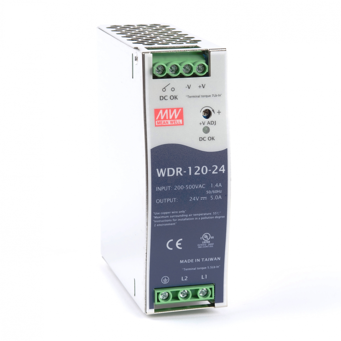 WDR-120-24 Блок питания на DIN-рейку, 24В, 5А, 120Вт Mean Well