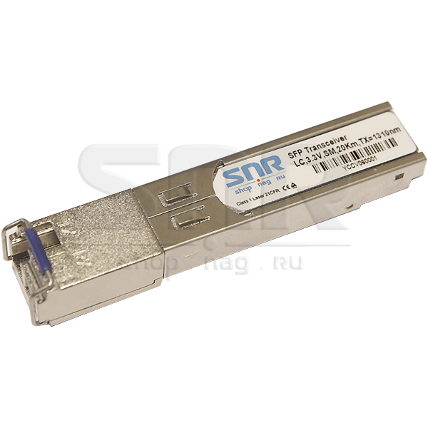 Одноволоконный модуль, SFP SGMII WDM, разъем LC simplex, рабочая длина волны Tx/Rx: 1310/1550нм, дальность до 10км
