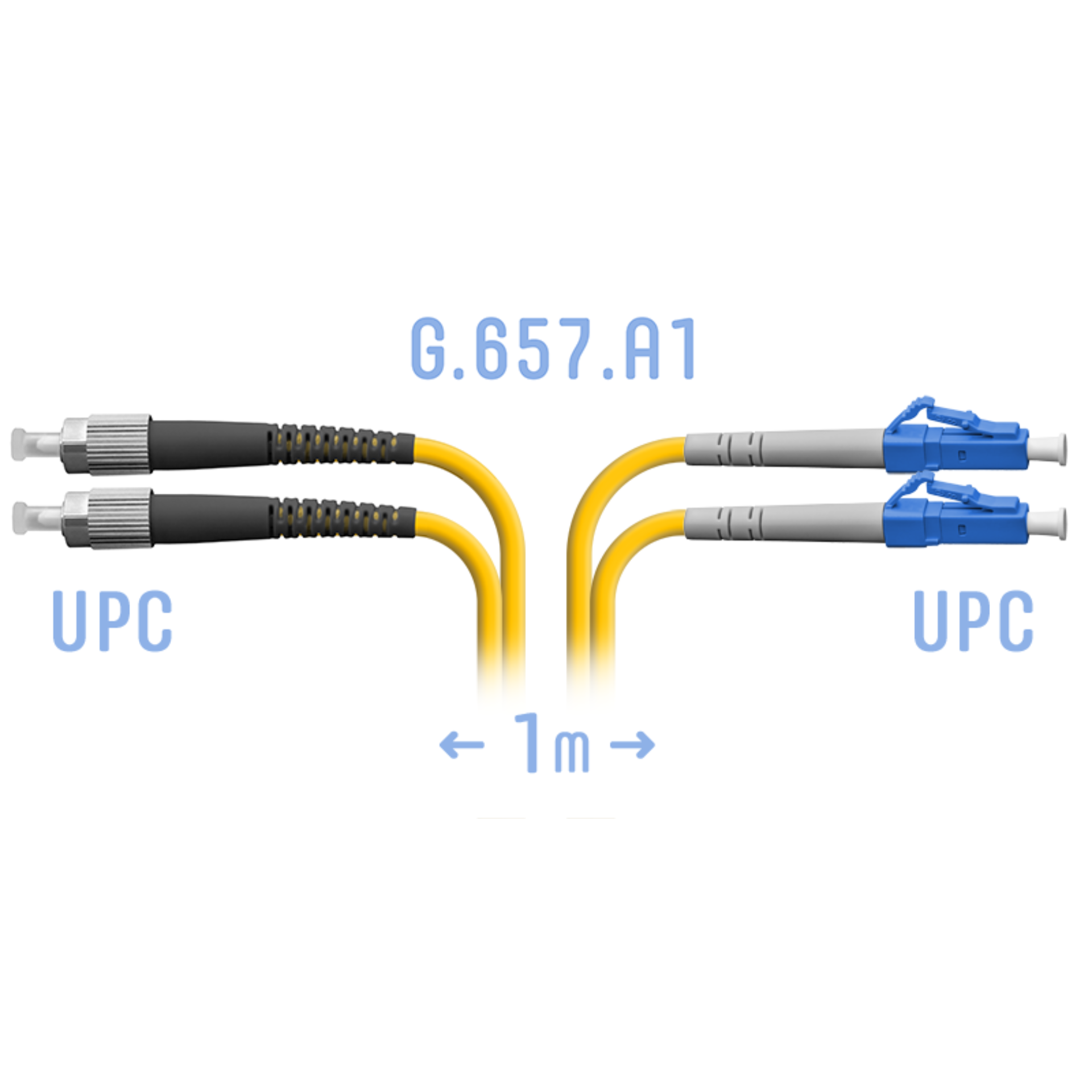 Патчкорд оптический LC/UPC-FC/UPC SM G.657.A1 Duplex 1 метр
