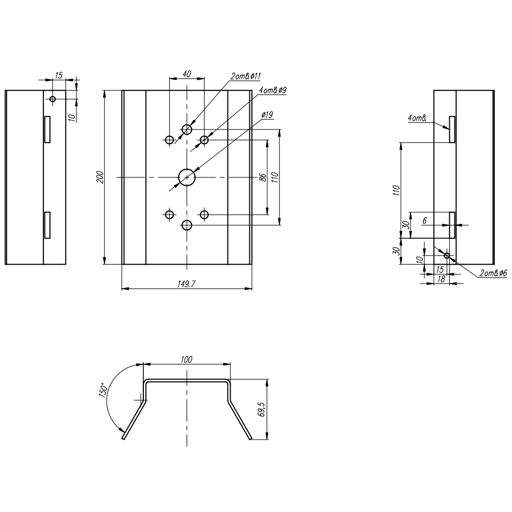 Универсальное крепление на опору (столб, мачту) для CrossBox и ТН 