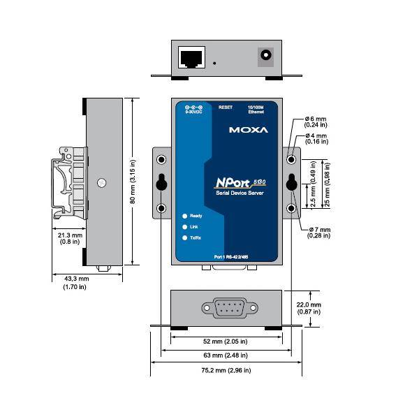 NPort 5130 RU 1-портовый асинхронный сервер RS-422/485 в Ethernet MOXA