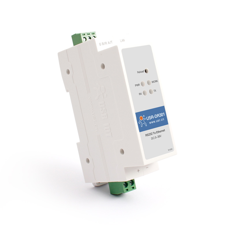 USR-DR301, 1-портовый конвертер интерфейсов RS232 в Ethernet TCP/IP на DIN-рейку