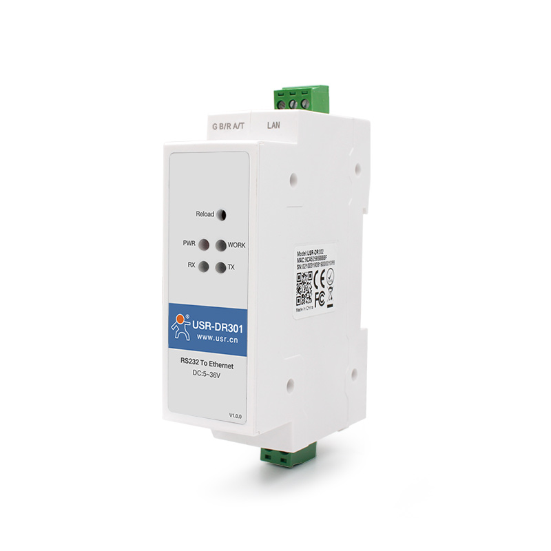USR-DR301, 1-портовый конвертер интерфейсов RS232 в Ethernet TCP/IP на DIN-рейку