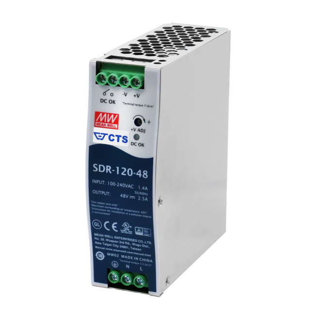 SDR-120-48 Блок питания на DIN-рейку, 24В, 40А, 960Вт Mean Well