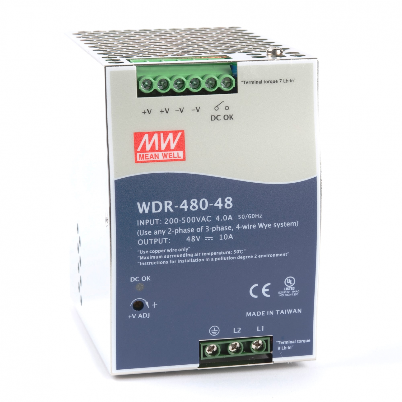 WDR-480-48 Блок питания на DIN-рейку, 48В, 10А, 480Вт Mean Well