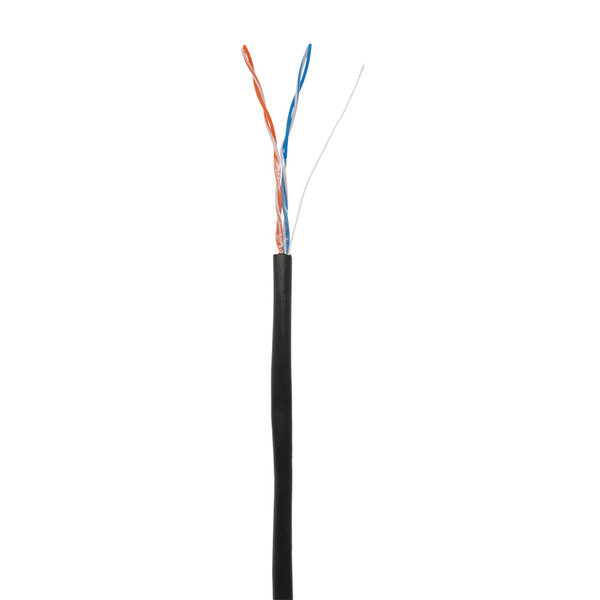 Кабель NETLAN U/UTP 2 пары, Кат.5 (Класс D), 100МГц, одножильный, BC (чистая медь), внешний, PE до -40C, черный, 305м