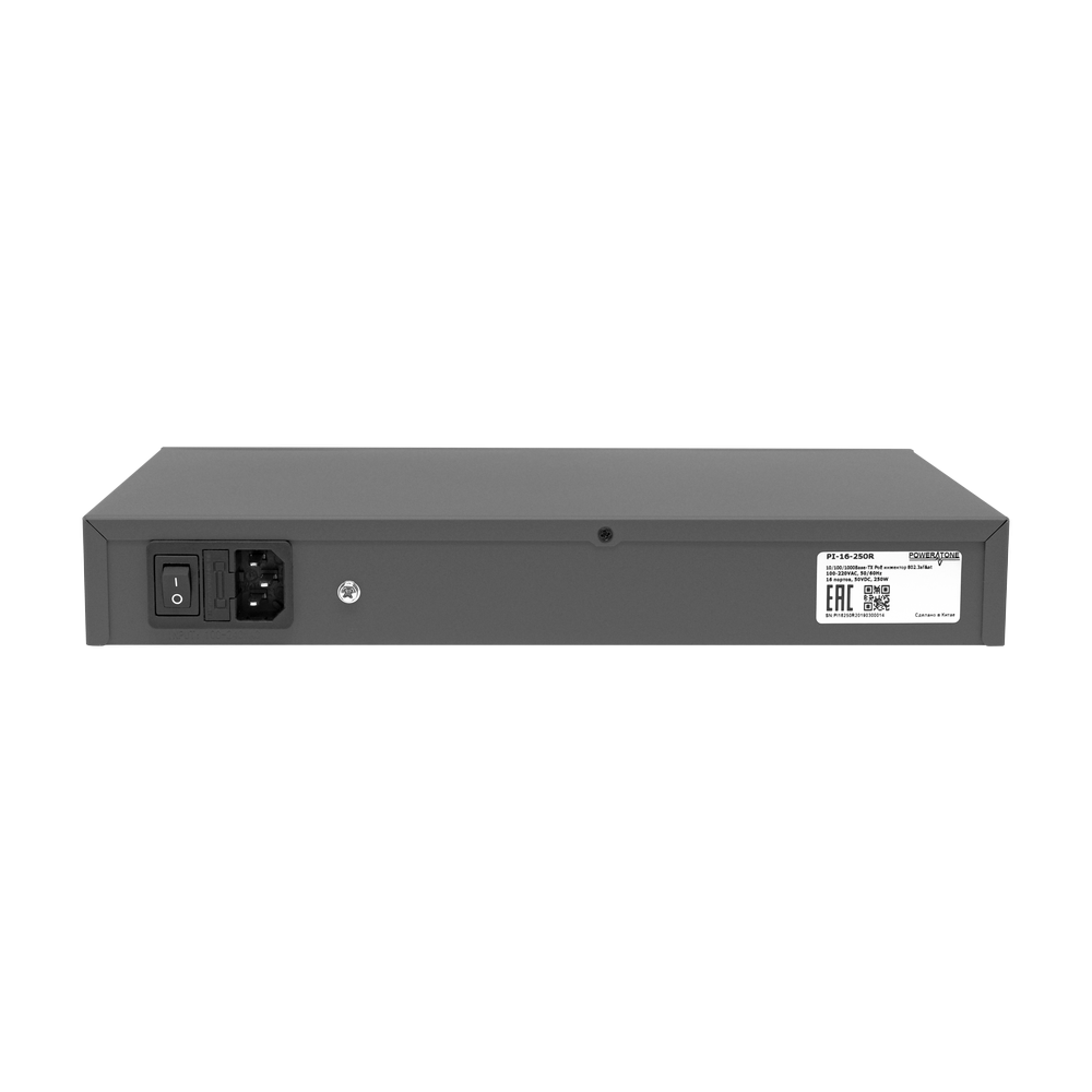 PoE инжектор стоечный неуправляемый PI-16-250R, 16x10/100/1000BASE-T PoE 802.3af&at, PoE бюджет 250Вт