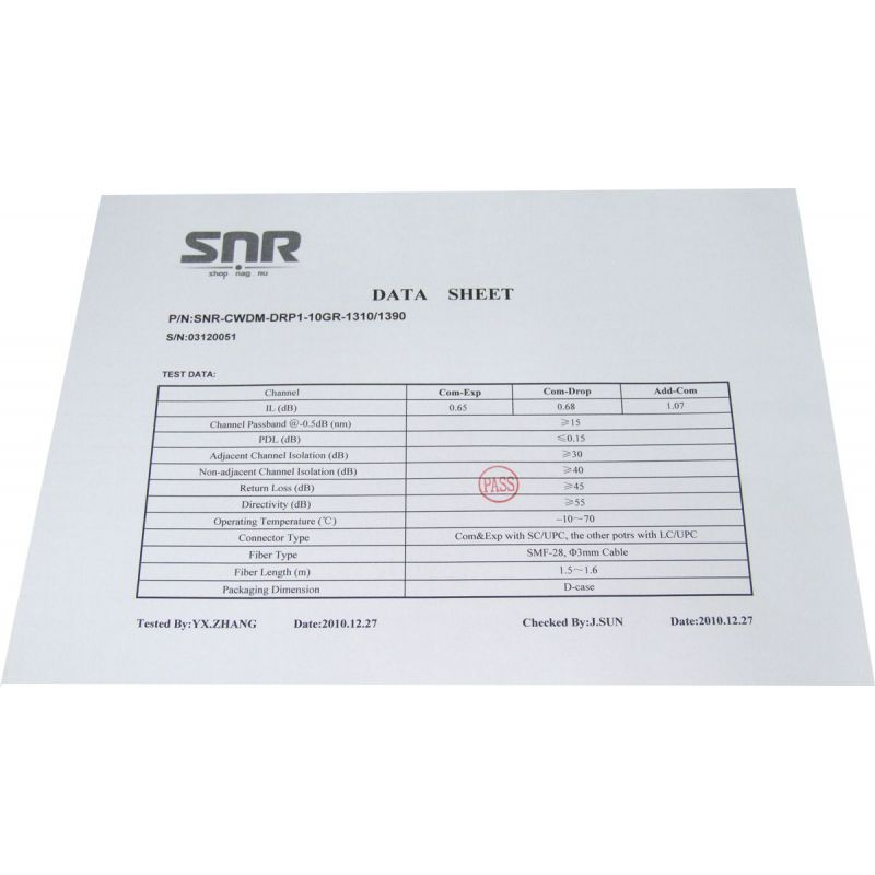 Модуль Add/Drop SNR-CWDM-10GR-OADM1-1310/1390