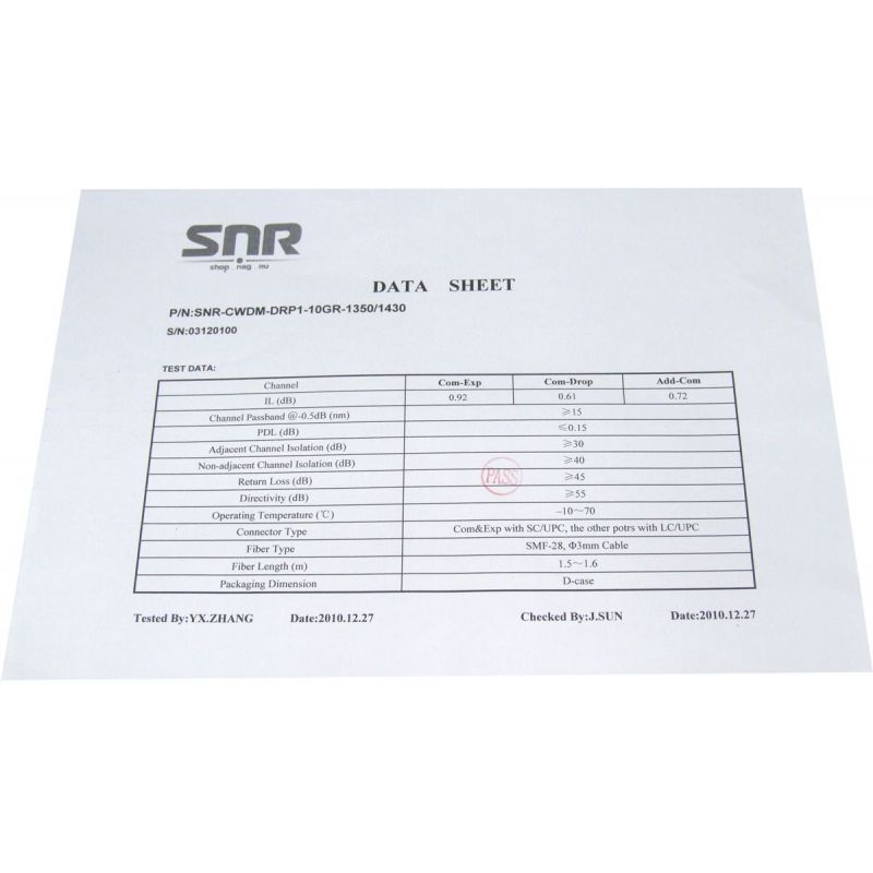 Модуль Add/Drop SNR-CWDM-10GR-OADM1-1350/1430