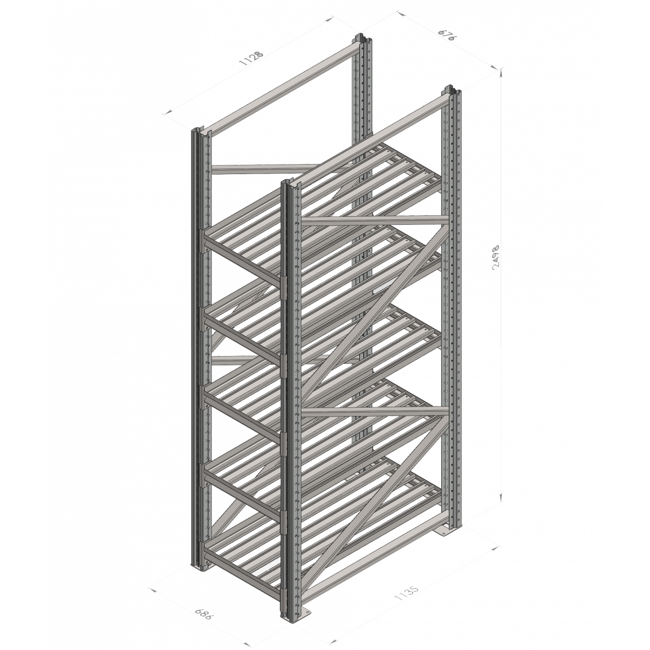 Аккумуляторный стеллаж 5 полок, 2498х686х1135мм (SNR-UPS-RACK-257012-5)
