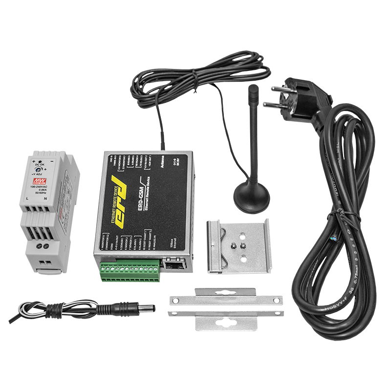 Устройство удалённого контроля и управления с GSM интерфейсом ERD-GSM, БП, корпус, антенна, крепление