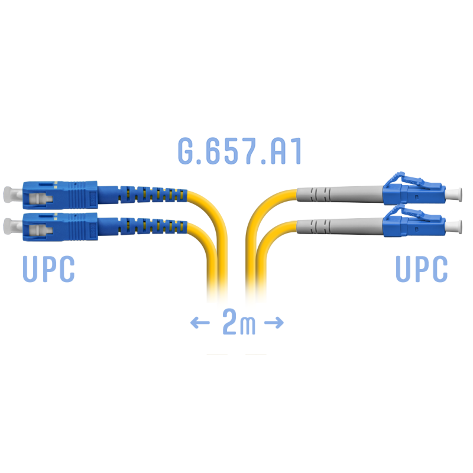 Патчкорд оптический LC/UPC-SC/UPC SM G.657.A1 Duplex 2 метра