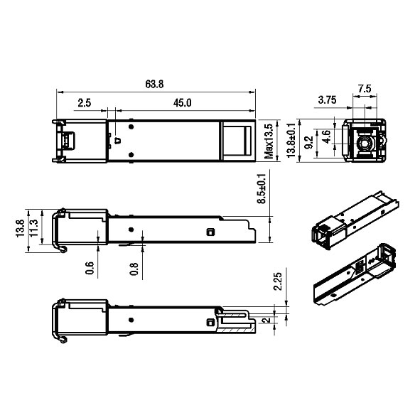Модуль SFP 2.5G WDM, дальность до 10км (10dB), 1550нм
