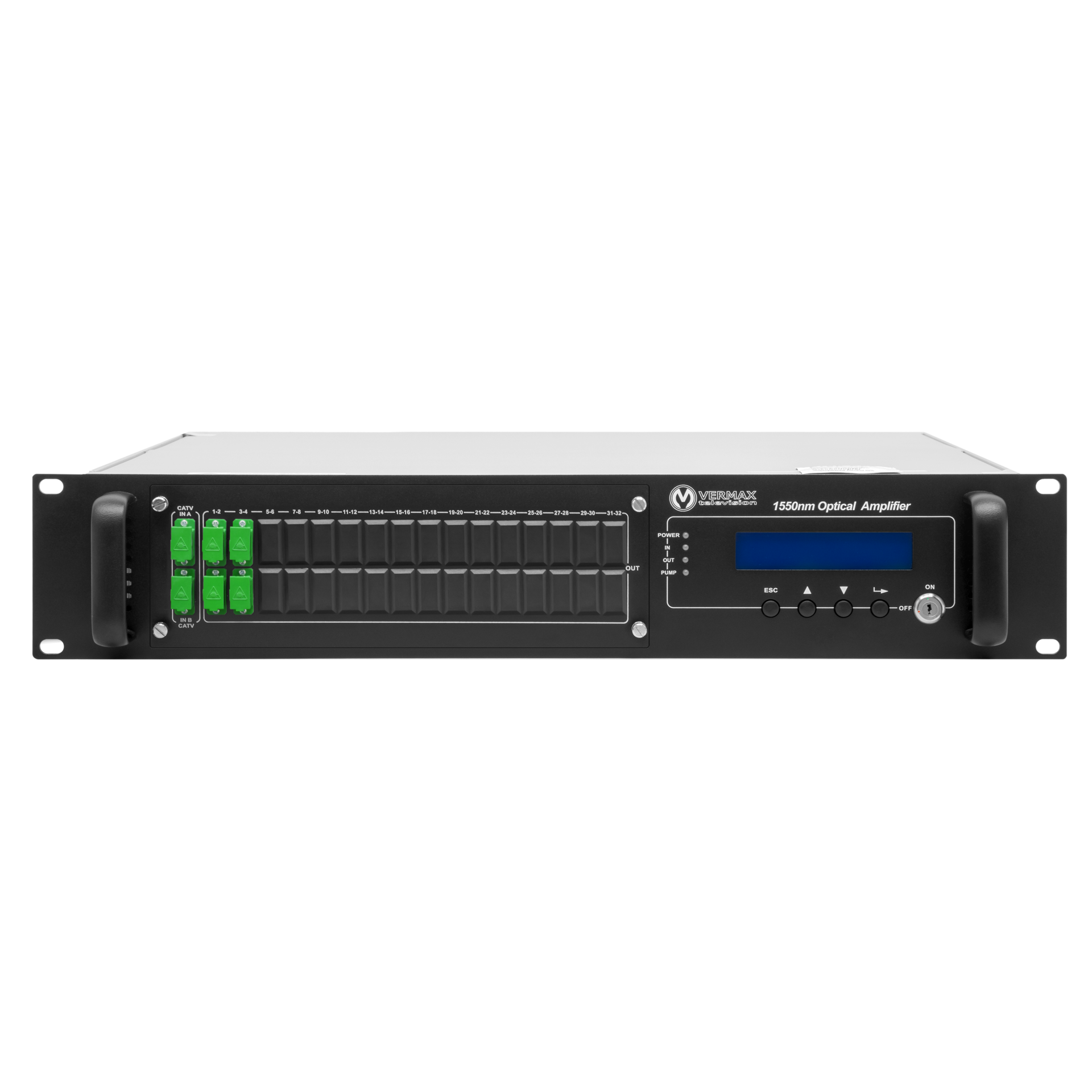 Оптический усилитель VERMAX для сетей КТВ, 2 входа, 4*20dBm выхода, WDM фильтр PON