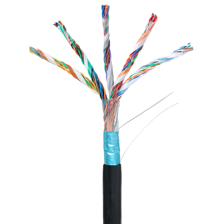 Кабель NETLAN F/UTP 25 пар, Кат.5 (Класс D), 100МГц, одножильный, BC (чистая медь), внешний, PE до -40C, черный, 305м