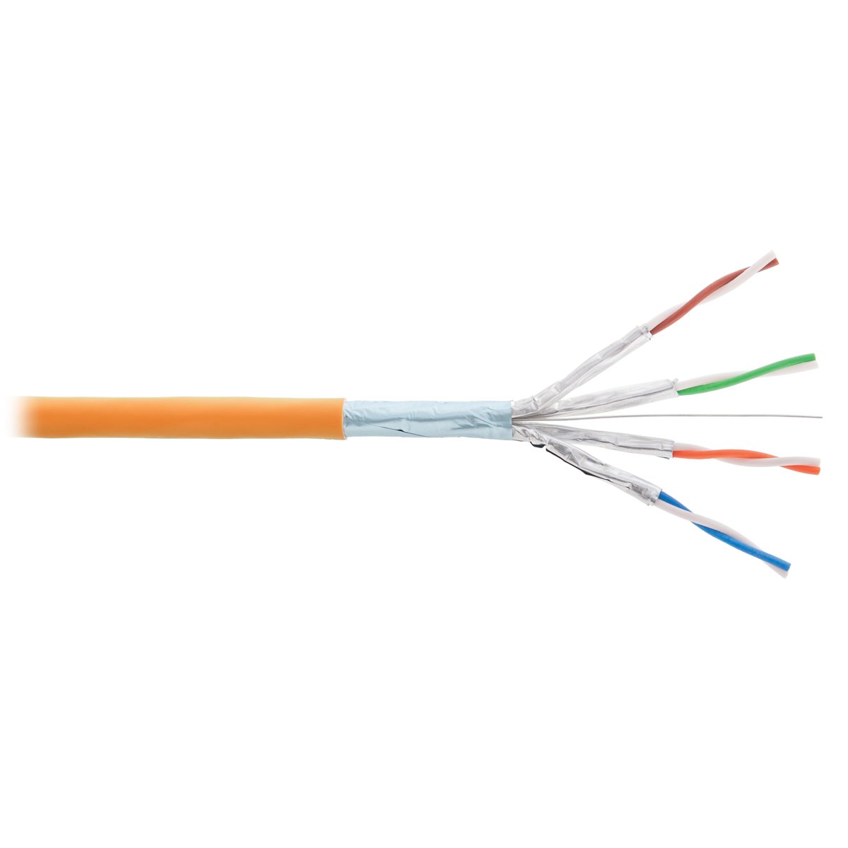Кабель NIKOLAN F/FTP 4 пары, Кат.6 (Класс E), тест по ISO/IEC, 250МГц, одножильный, BC (чистая медь), 23AWG (0,57мм), внутренний, LSZH нг(А)-HFLTx