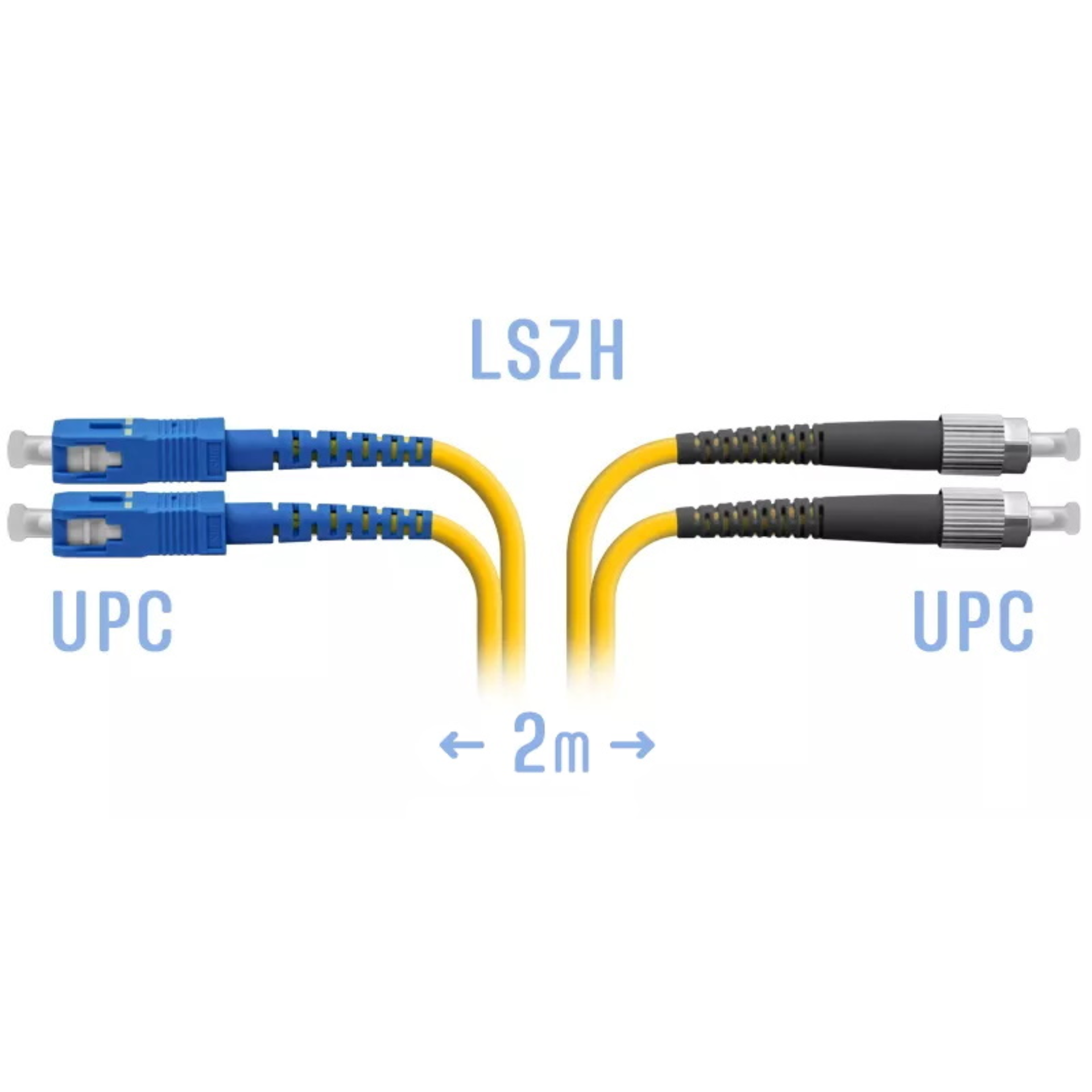 Патчкорд оптический FC/UPC-SC/UPC SM Duplex 2 метра