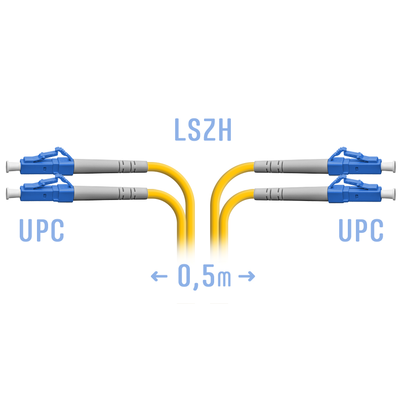 Патчкорд оптический LC/UPC SM Duplex  0.5 метр