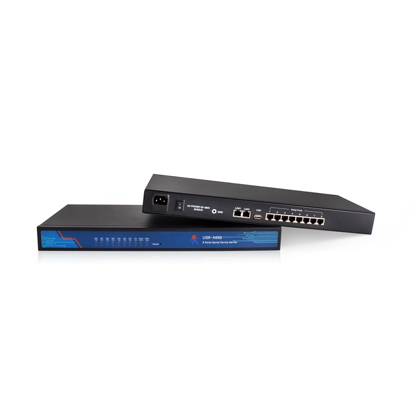 8-портовый конвертер интерфейсов RS232/RS422/RS485 в Ethernet TCP/IP, металл корпус, 19