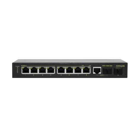 PoE коммутатор Web Smart PWS-CS08-120M,  8x10/100BASE-TX PoE 802.3af&at + 1xGb Combo + 1x1000BASE-X, внешний БП 125Вт