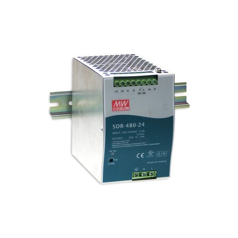 SDR-480-24 Мощный блок питания на DIN-рейку, 24В, 20А, 480Вт Mean Well