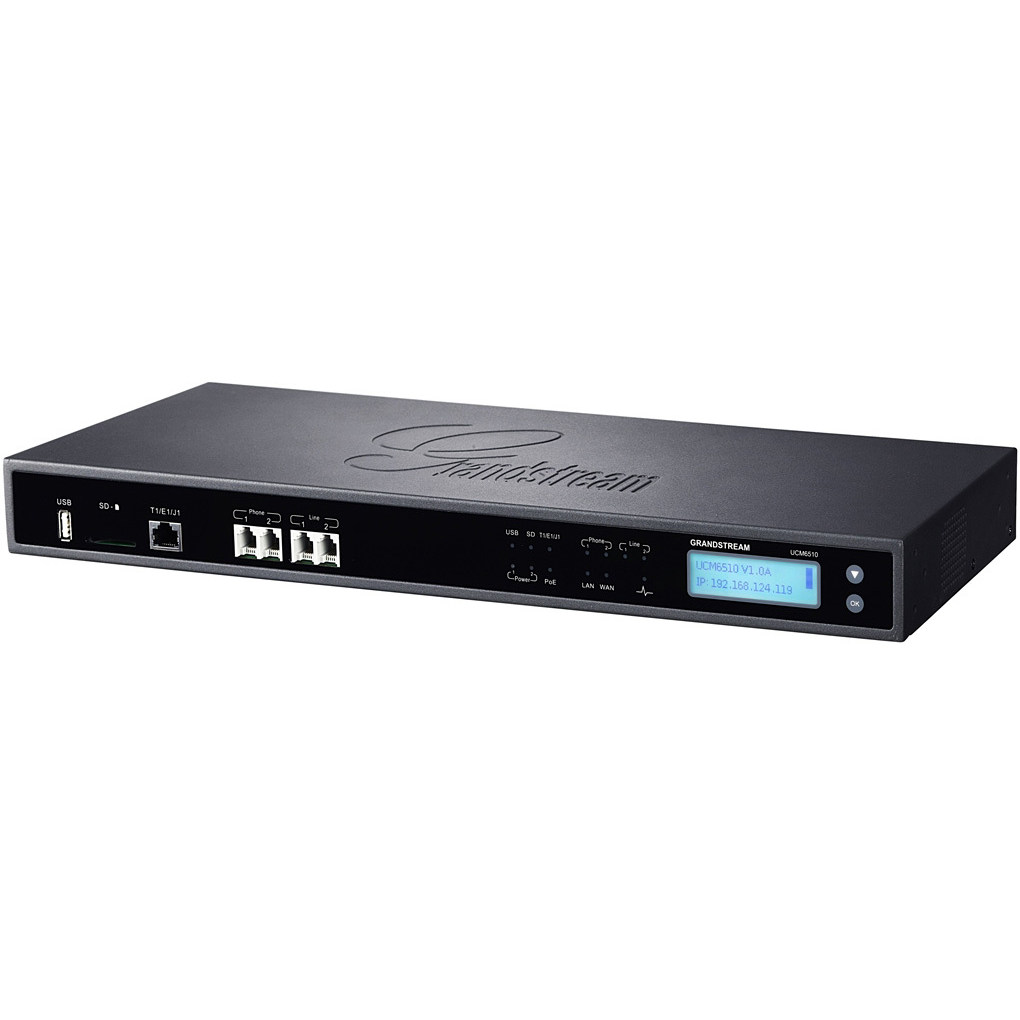 Grandstream UCM6510 - IP ATC. До 2000 абонентов / 200 одновременных вызовов, до 8 конф.,2хFXS, 2xFXO, 1xPRI(E1), 1xWAN, 1xLAN