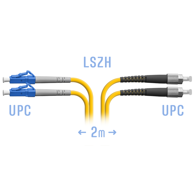 Патчкорд оптический LC-FC/UPC SM Duplex 2метра