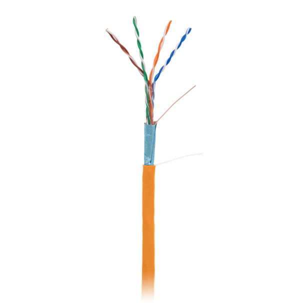 Кабель NETLAN F/UTP 4 пары, Кат.5e (Класс D), 100МГц, одножильный, BC (чистая медь), внутренний, LSZH нг(B)-HF, оранжевый, 305м