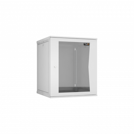 Настенный разборный шкаф TLK 19, 15U, стеклянная дверь, Ш600хВ703хГ600мм, 2 пары монтажных направляющих, серый