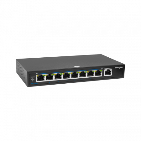 PoE коммутатор неуправляемый PUS-T08L-115M, 8x10/100BASE-TX 802.3af&at + 1х10/100/1000BASE-TX, c изол. портов, PoE бюджет 115Вт, до 30Вт на порт