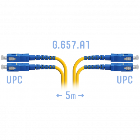 Патчкорд оптический SC/UPC SM G.657.A1 Duplex 5 метров