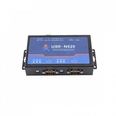 2-портовый конвертер интерфейсов RS232/RS422/RS485 в Ethernet TCP/IP, металл корпус