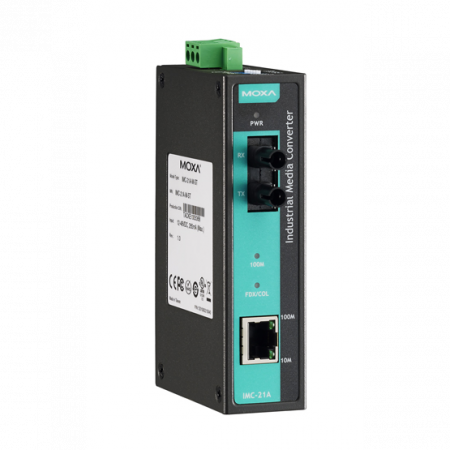 IMC-21A-M-ST Медиаконвертер Ethernet 10/100BaseTX в 100BaseFX (многомодовое оптоволокно) в металлическом корпусе MOXA