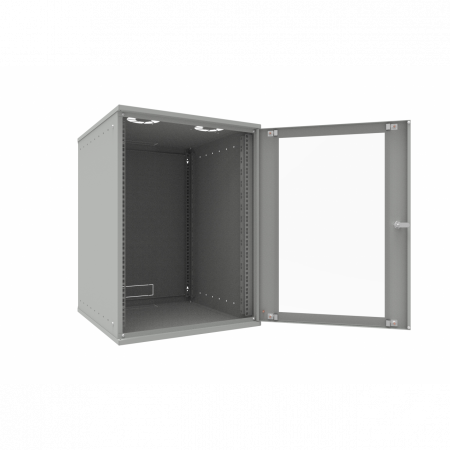 Шкаф телекоммуникационный настенный 15U, 523х600х732мм серия LITE (стеклянная дверь)