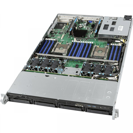 Серверная платформа Intel R1304WFTYSR 1U, до двух процессоров Intel Scalable, 24xDDR4, 4x3.5 HDD, 2x10Gb Base-T, 2xM.2 PCI-Ex4, 2x1100W PSU