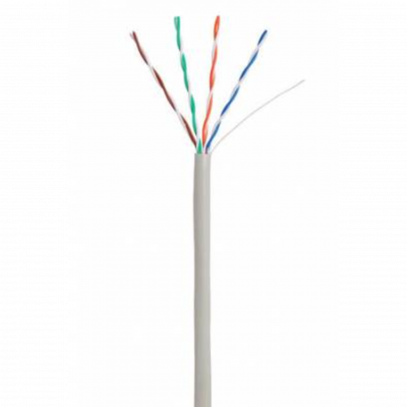 Кабель NETLAN U/UTP 4 пары, Кат.5e (Класс D), 100МГц, одножильный, BC (чистая медь), внутренний, PVC нг(B), серый, 305м