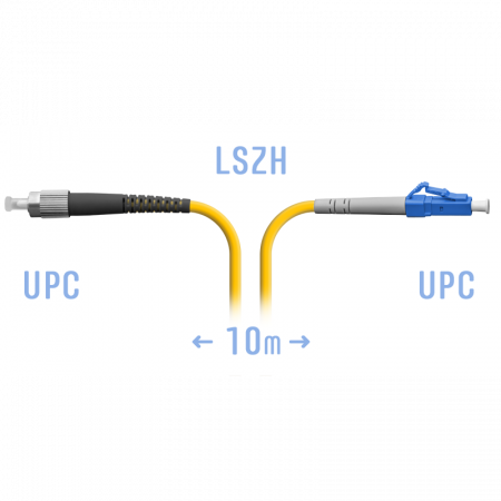 Патчкорд оптический SNR-PC-FC/UPC-LC/UPC-A SM 10 м, сверхгибкое волокно