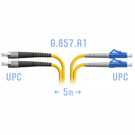 Патчкорд оптический LC/UPC-FC/UPC SM G.657.A1 Duplex 5 метров