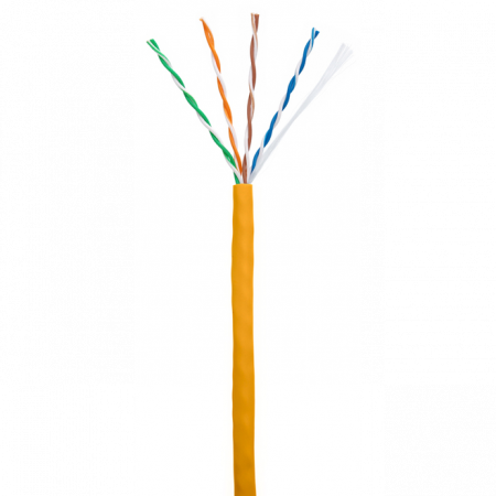 Кабель NETLAN U/UTP 4 пары, Кат.5e (Класс D), 100МГц, одножильный, BC (чистая медь), внутренний, LSZH нг(B)-HF, оранжевый, 305м