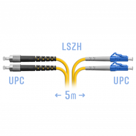 Патчкорд оптический LC/UPC-FC/UPC SM Duplex 5 метров