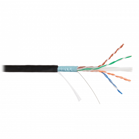 Кабель NIKOLAN F/UTP 4 пары, Кат.6 (Класс E), тест по ISO/IEC, 250МГц, одножильный, BC (чистая медь), 23AWG (0,57мм), внешний, PE до -60С, черный, 305