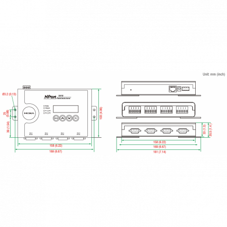 Nport 5410 4-портовый асинхронный сервер RS-232 в Ethernet MOXA