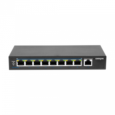 PoE коммутатор неуправляемый PUS-T08L-115M, 8x10/100BASE-TX 802.3af&at + 1х10/100/1000BASE-TX, c изол. портов, PoE бюджет 115Вт, до 30Вт на порт