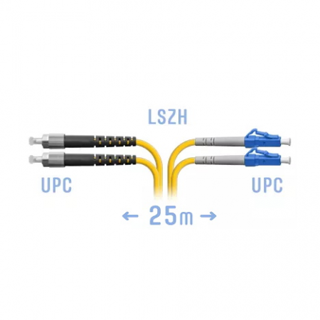Патчкорд оптический LC/UPC-FC/UPC SM Duplex 25 метров