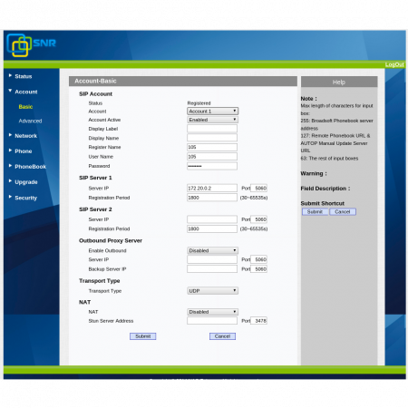 IP-телефон SNR-VP-53, поддержка PoE
