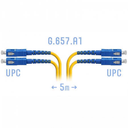 Патчкорд оптический SC/UPC SM G.657.A1 Duplex 5 метров