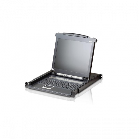 Консоль управления, для KVM-переключателей, электрон., 19, SVGA+KBD+MOUSE PS/2, с KVM-шнуром PS/2 1.8м., LCD экран 17, лат./рус. (1280x1024;DDC2B)