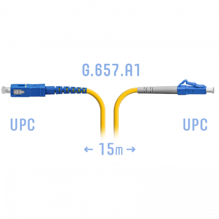 Патчкорд оптический LC/UPC-SC/UPC SM G.657.A1 15 метров